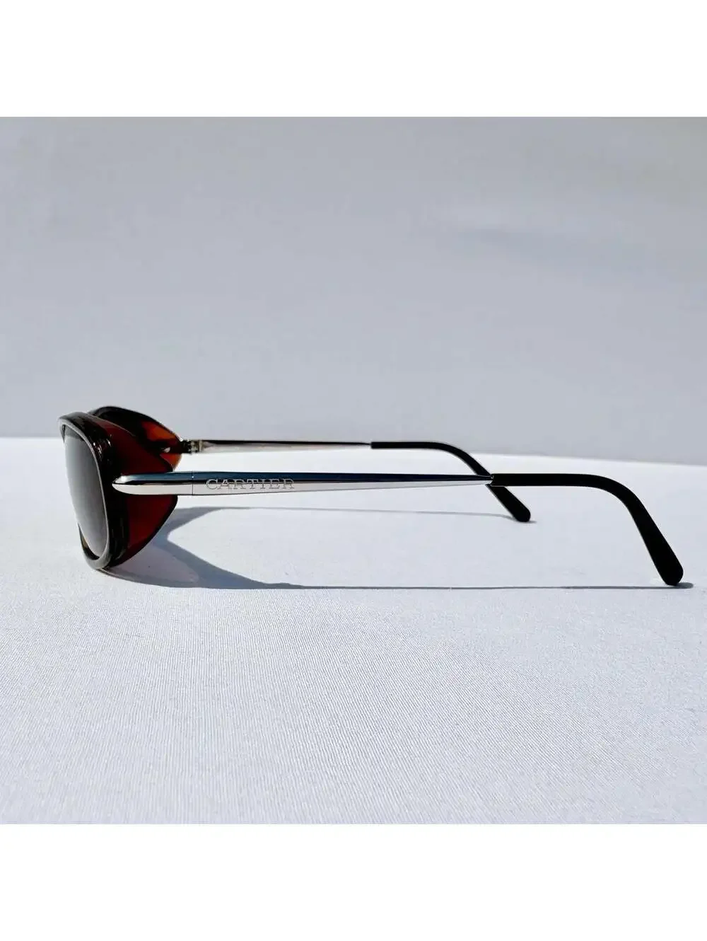 Vintage 90s Cartier Sunglasses Two-tone Brown Rounded Rectangle Frames